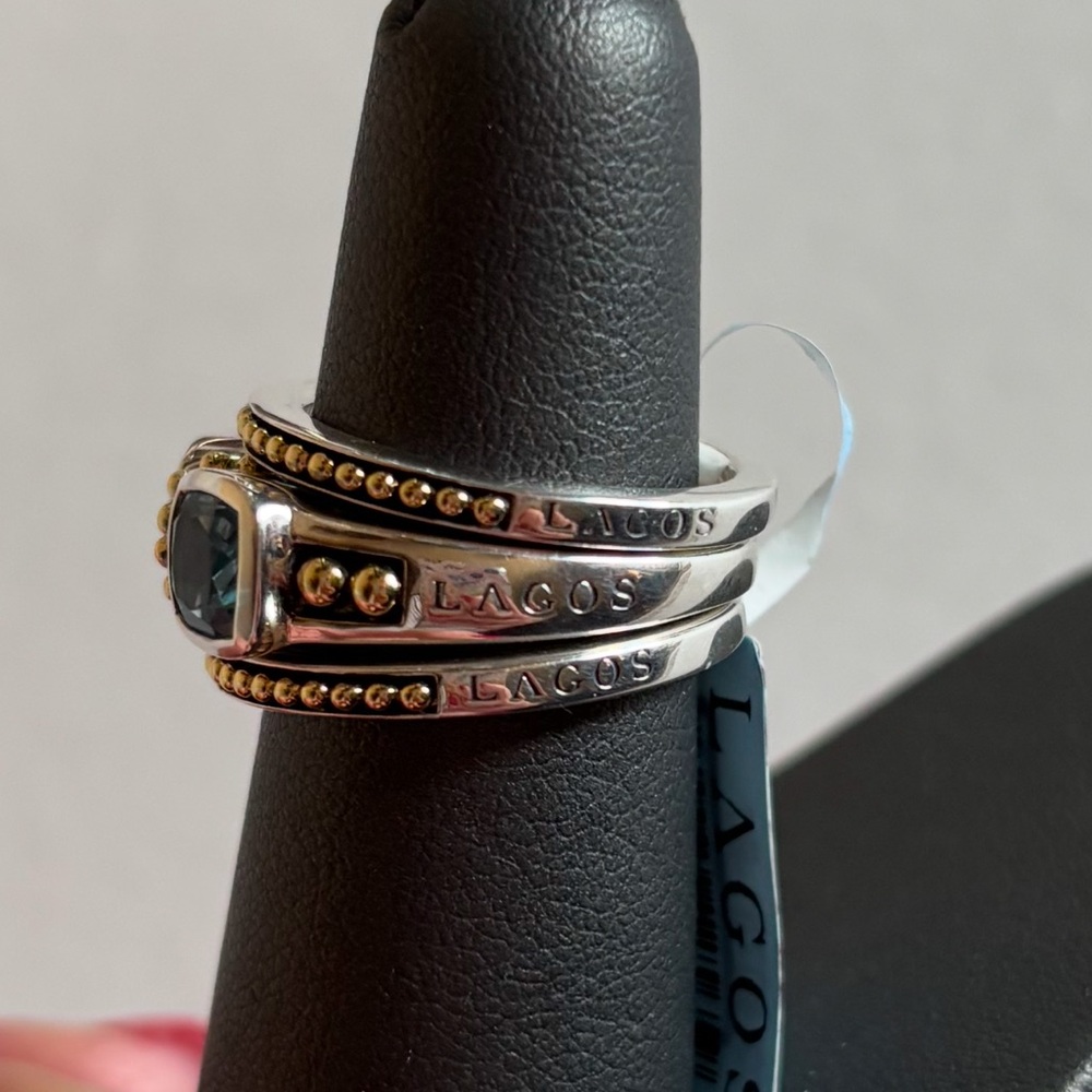 LAGOS RITTENHOUSE Swiss Blue Topaz Stacking Rings - Picture 9 of 11